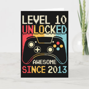 Level 10 Unlocked Video Game 10th Birthday Gamer B Card