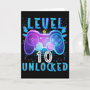 Level 10 Unlocked Video Game 10th Birthday Gamer B Card