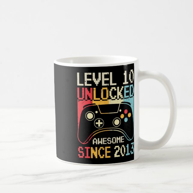 Level 10 Unlocked Video Game 10th Birthday Gamer B Coffee Mug (Right)