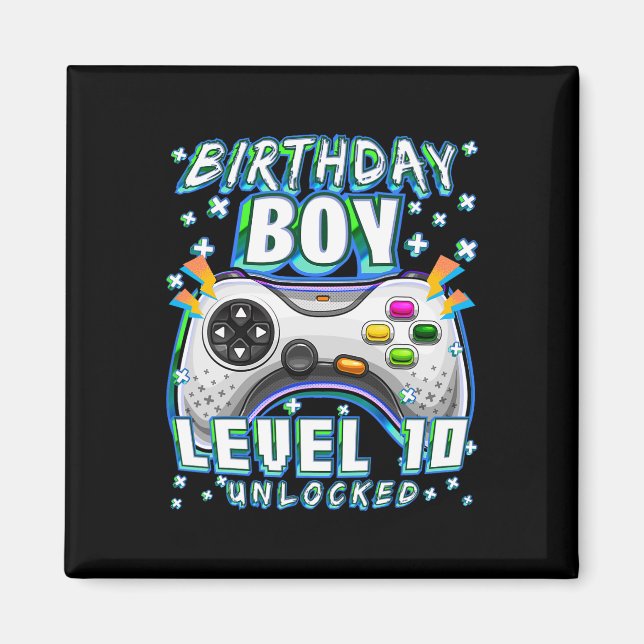 Level 10 Unlocked Video Game 10th Birthday Gamer B Magnet (Front)