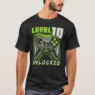 Level 10 Unlocked Video Game 10th Birthday Gamer B T-Shirt