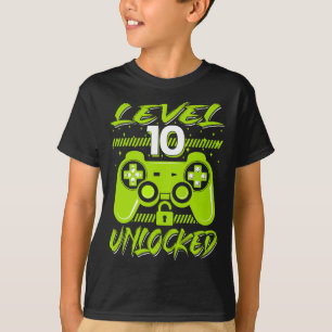 Level 10 Unlocked Video Game 10th Birthday Gamer G T-Shirt
