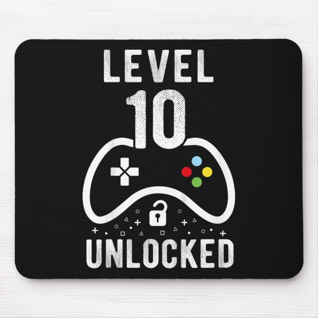 Level 10 Unlocked Video Game 10th Birthday Gift 1  Mouse Pad (Front)