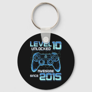 Level 10 Unlocked Video Game Party 10th Birthday G Key Ring