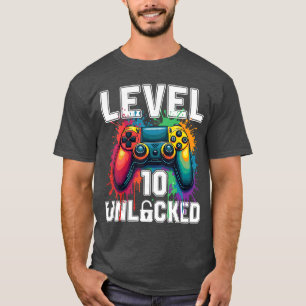 Level 10 Unlocked Video Gameheme 10th Birthday fam T-Shirt