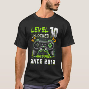 Level 10 Unlocked Video Gamer 10 Yrs Old 10 Birth T-Shirt