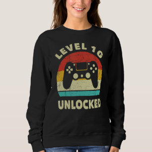 Level 10 Unlocked Video Gamer 10th Birthday Decora Sweatshirt