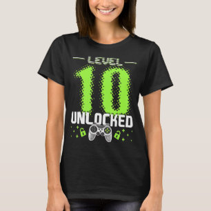 Level 10 Unlocked Video Gamer 10th Birthday For B T-Shirt