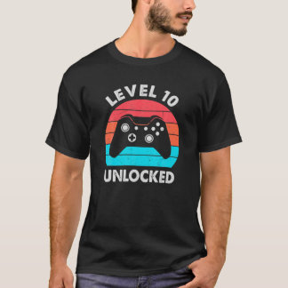 Level 10 Unlocked Video Gamer 10Th Birthday Gift F T-Shirt