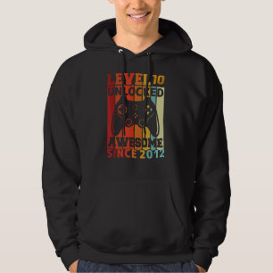 Level 10 Unlocked Video Gamer 10th Birthday Hoodie