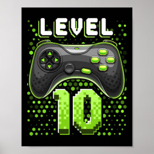 Level 10 Video Game Controller 10th Birthday Gamer Poster