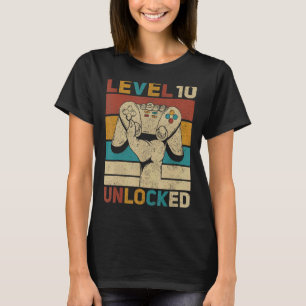Level 10 Year Old Unlocked 10th Birthday Gamer Boy T-Shirt