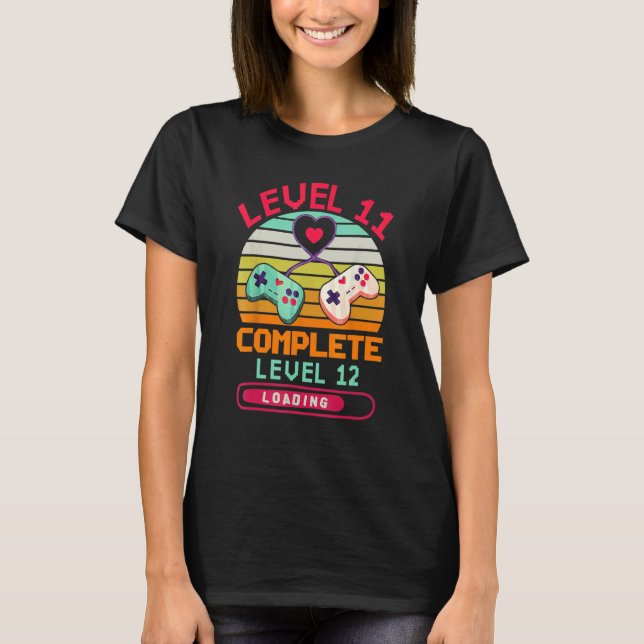 Level 11 Complete Video Games  11th Wedding Annive T-Shirt (Front)