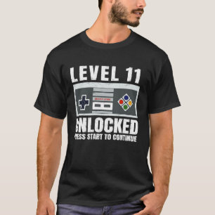 Level 11 Unlocked 11 Year Old  Gamer 11th Birthday T-Shirt