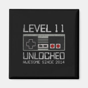 Level 11 Unlocked 11th Birthday 11 Year Old Video Magnet