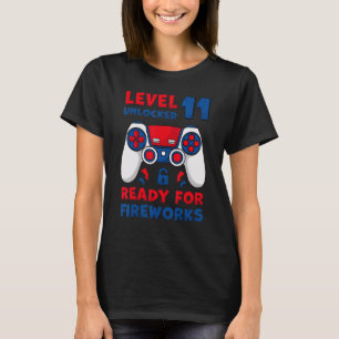 Level 11 Unlocked 11th Birthday Game 4th Of July B T-Shirt