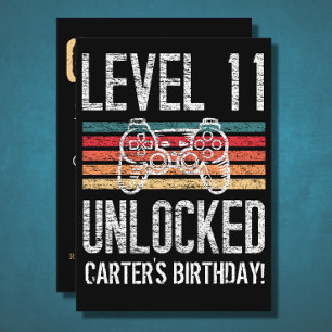 Level 11 Unlocked 11th Birthday Personalised Invitation