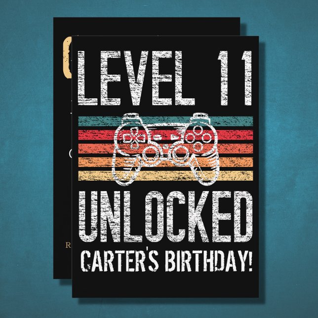 Level 11 Unlocked 11th Birthday Personalised Invitation (Creator Uploaded)