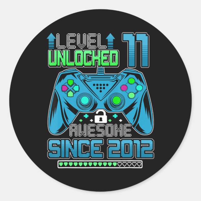 Level 11 Unlocked Awesome 2012 Video Game 11th Bir Classic Round Sticker (Front)