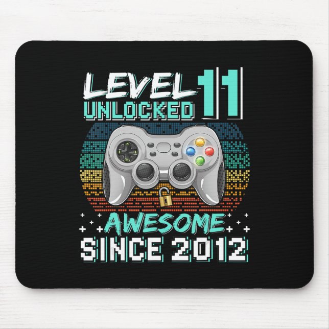 Level 11 Unlocked Awesome 2012 Video Game 11th Bir Mouse Pad (Front)