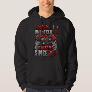 Level 11 Unlocked Awesome Since 2011 11th Birthday Hoodie