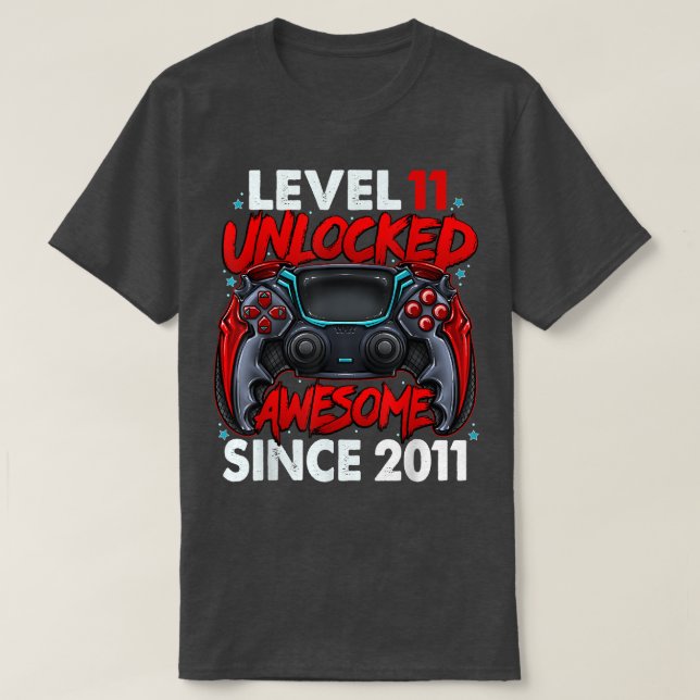 Level 11 Unlocked Awesome Since 2011 11th Birthday T-Shirt (Design Front)