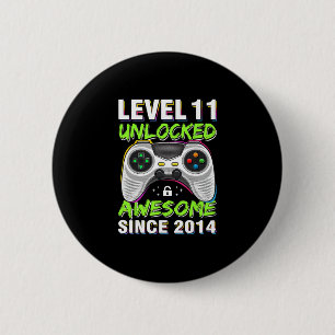Level 11 Unlocked Awesome Since 2014 11th Birthday 6 Cm Round Badge