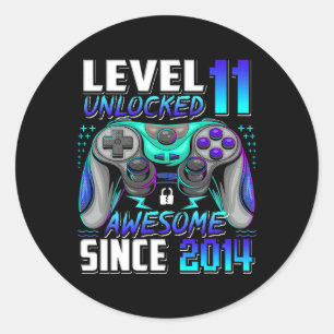 Level 11 Unlocked Awesome Since 2014 11th Birthday Classic Round Sticker