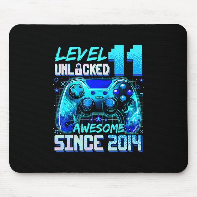 Level 11 Unlocked Awesome Since 2014 11th Birthday Mouse Pad (Front)