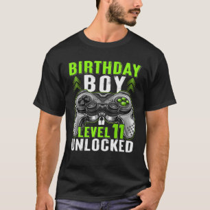 Level 11 Unlocked Birthday Boy 11 Year Old Boys Ga T-Shirt