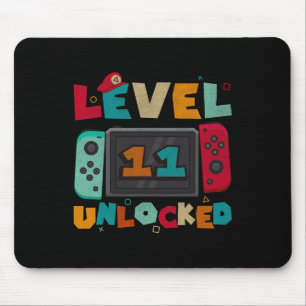 Level 11 Unlocked Gaming Birthday Boys 11th Birthd Mouse Pad