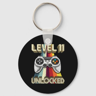 Level 11 Unlocked Retro Video Game 11th Birthday G Key Ring