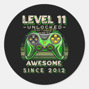 Level 11 Unlocked Video Game 11th Birthday 11 Yr O Classic Round Sticker