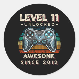 Level 11 Unlocked Video Game 11th Birthday 11 Yr O Classic Round Sticker
