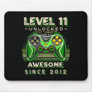 Level 11 Unlocked Video Game 11th Birthday 11 Yr O Mouse Pad