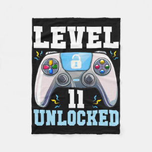 Level 11 Unlocked Video Game 11th Birthday Gamer B Fleece Blanket