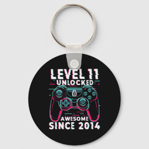 Level 11 Unlocked Video Game 11th Birthday Gamer B Key Ring