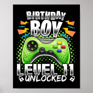 Level 11 Unlocked Video Game 11th Birthday Gamer G Poster