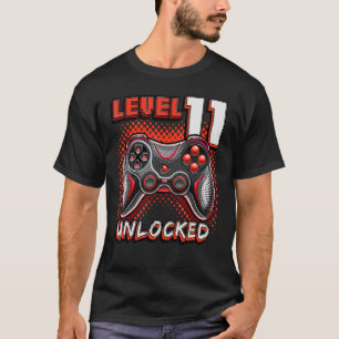 Level 11 Unlocked Video Game 11th Birthday Gamer   T-Shirt