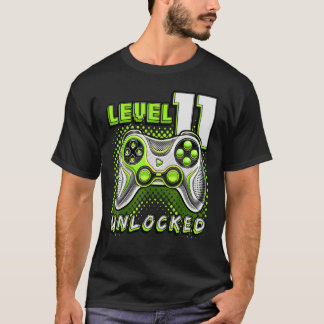 Level 11 Unlocked Video Game 11th Birthday Gamer   T-Shirt