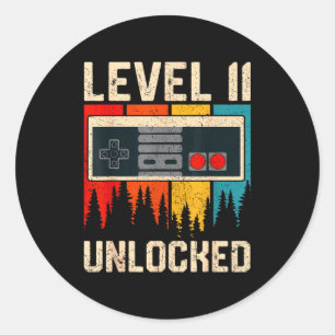Level 11 Unlocked Video Game Controller Birthday M Classic Round Sticker