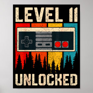 Level 11 Unlocked Video Game Controller Birthday M Poster