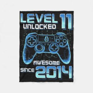 Level 11 Unlocked Video Game Party 11th Birthday G Fleece Blanket