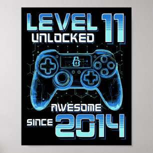 Level 11 Unlocked Video Game Party 11th Birthday G Poster