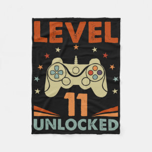 Level 11 Unlocked Video Gamer 11th Birthday 11 Yea Fleece Blanket