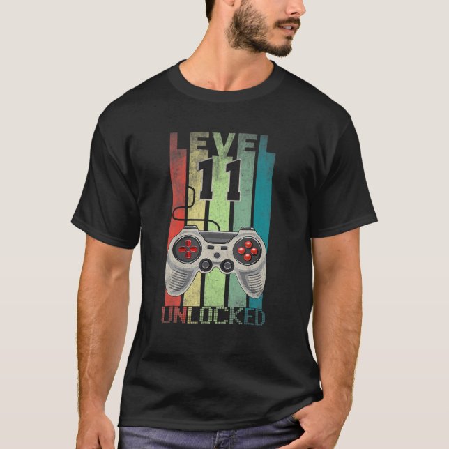 Level 11 Unlocked  Video Gamer 11th Birthday Boy T-Shirt (Front)