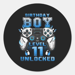 Level 11 Unlocked Video Gamer 11th Birthday Boys  Classic Round Sticker