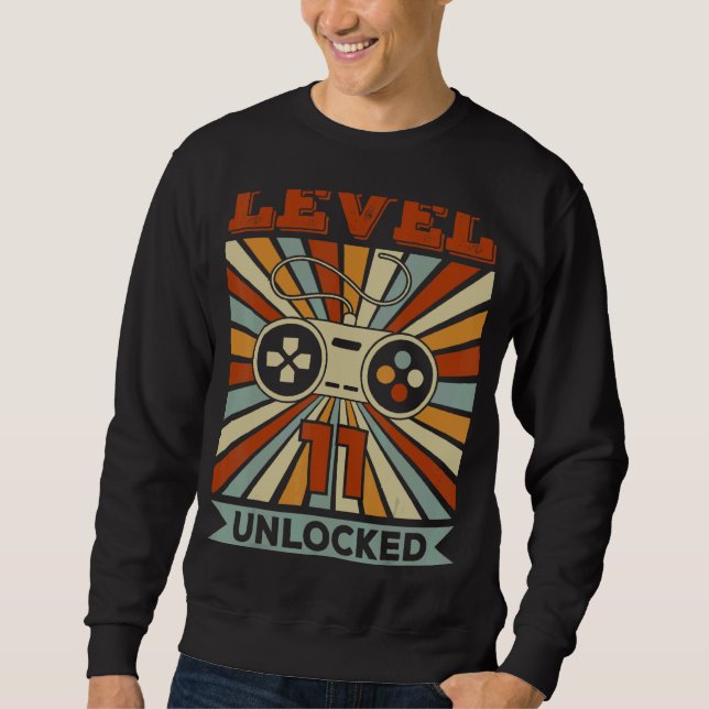 Level 11 Unlocked   Video Gamer 11th Birthday Sweatshirt (Front)