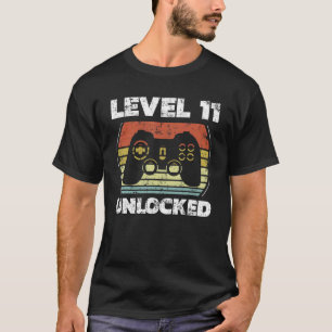 Level 11 Unlocked  Video Gamer 11th Birthday T-Shirt