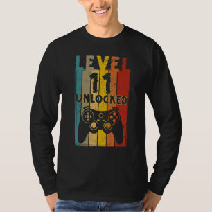 Level 11 Unlocked Video Gamer 11th Birthday T-Shirt
